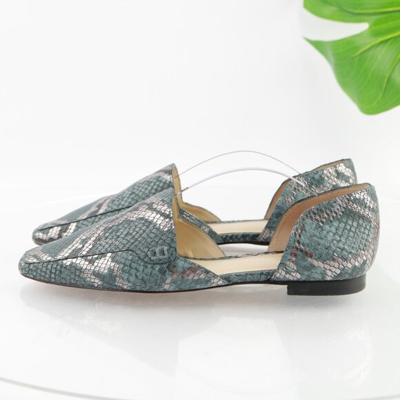 Vince Camuto Womens Kordie D'Orsay Flats Size 8.5 Blue Teal Python Slip On Shoes - Picture 6 of 12